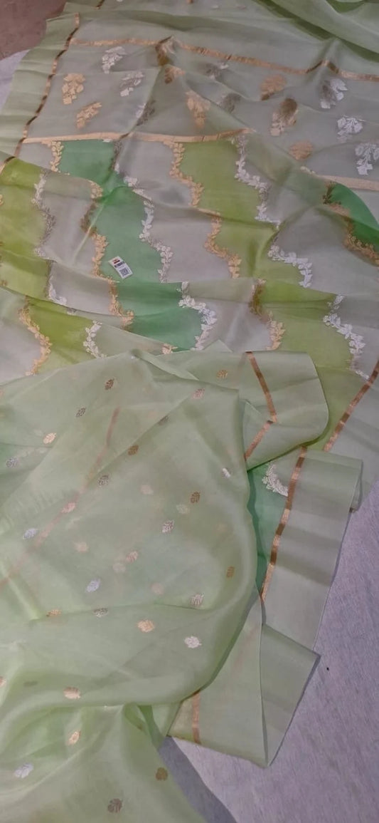 Rangkat Pure Kora Handloom Banarasi Saree