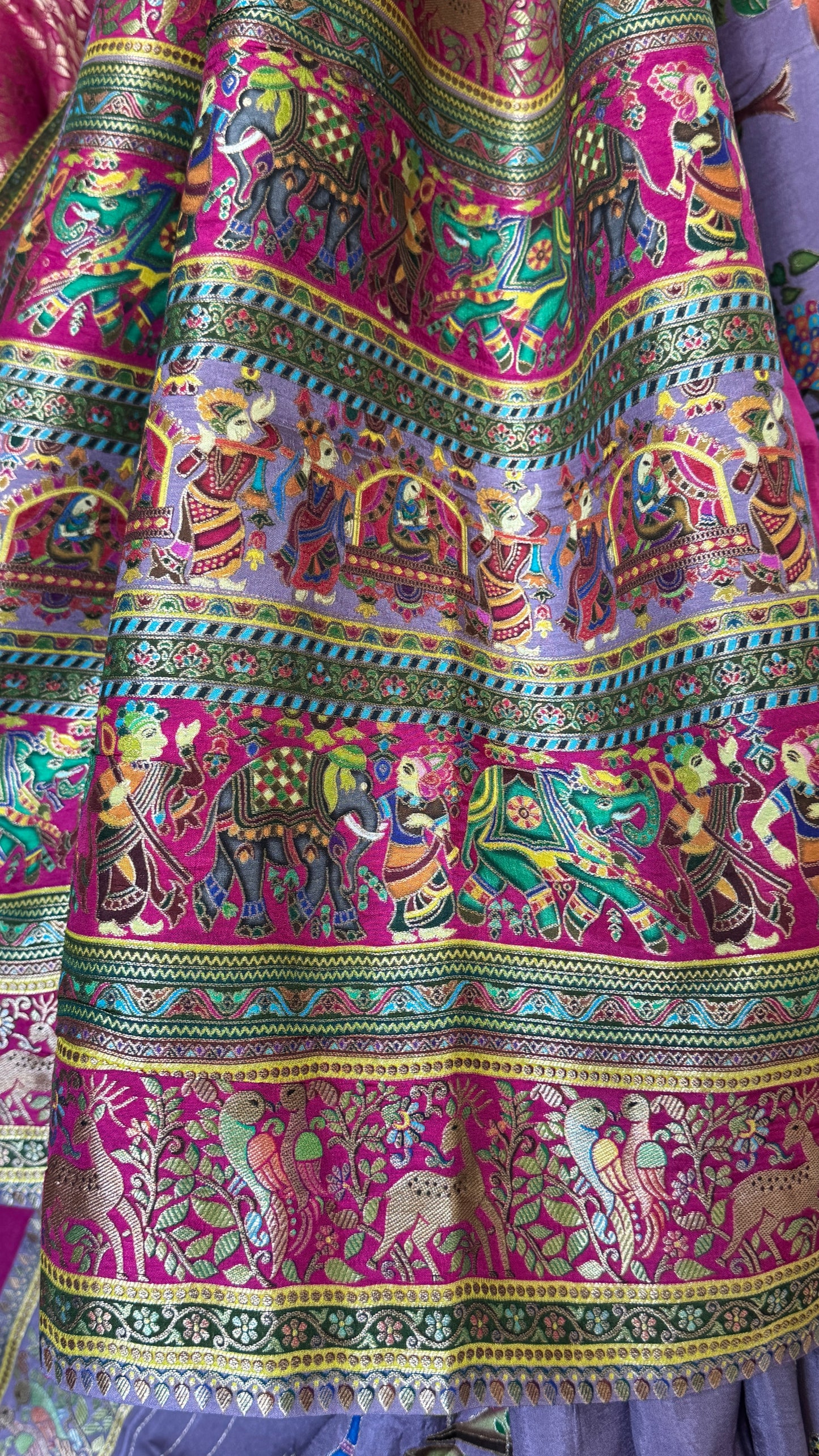 A Kashmiri Pashmina Banarasi Handwoven Storytelling Sarees on Munga Silk - Purple