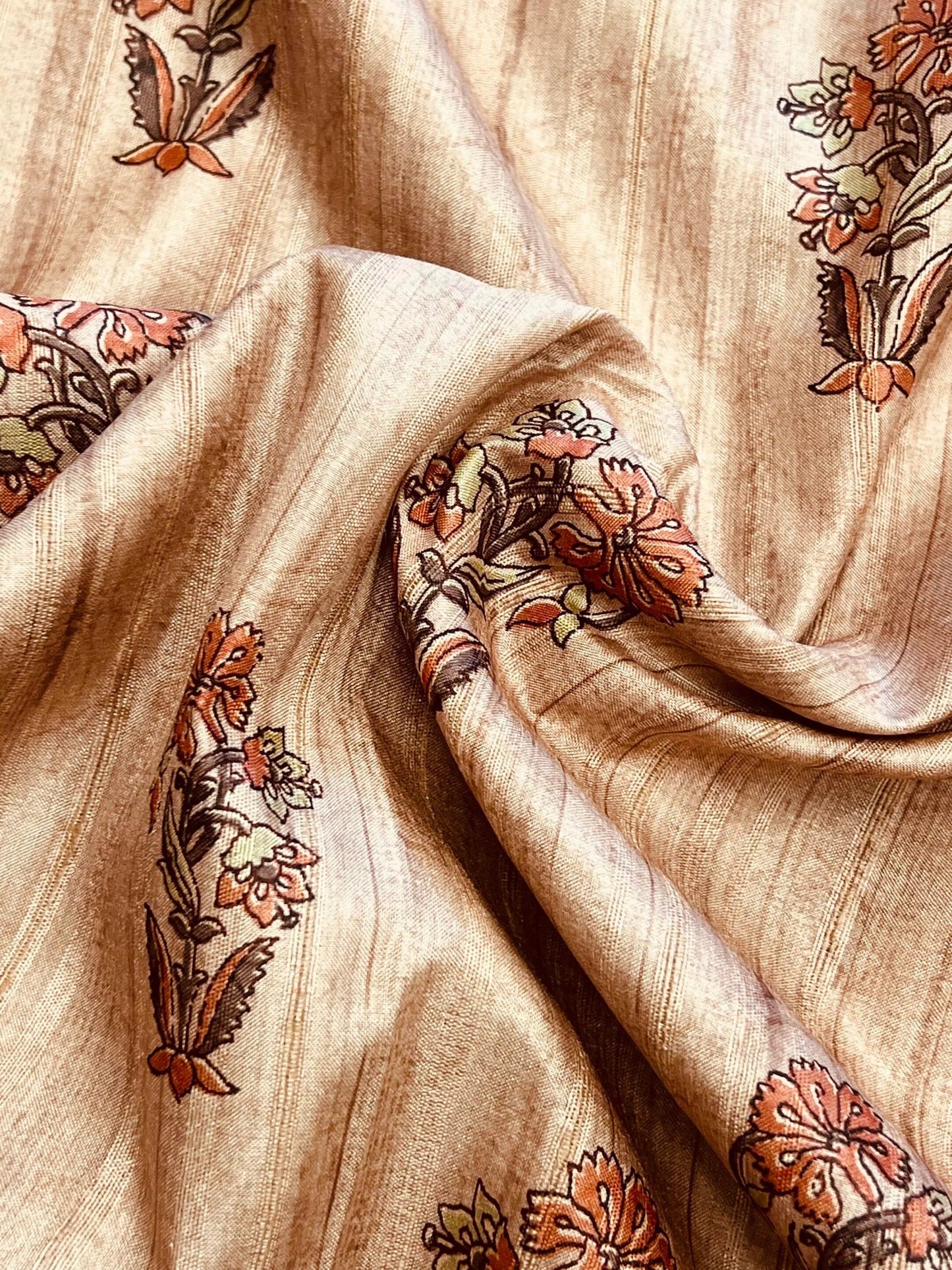 Semi Jute soft silk saree – Rust