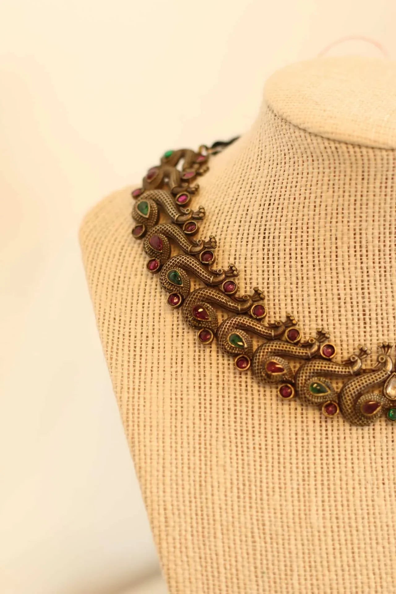 Beautiful German silver peacock design necklace set