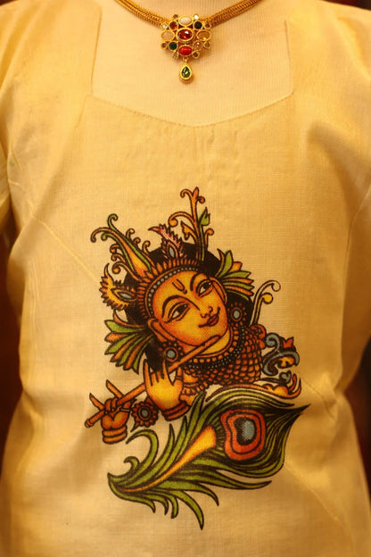 Girls Onam Skirt and Top in Silk