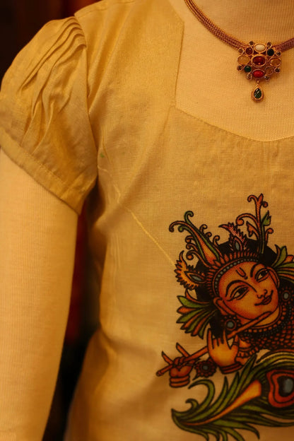Girls Onam Skirt and Top in Silk
