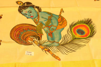 Onam Kasav Saree in Krishna print