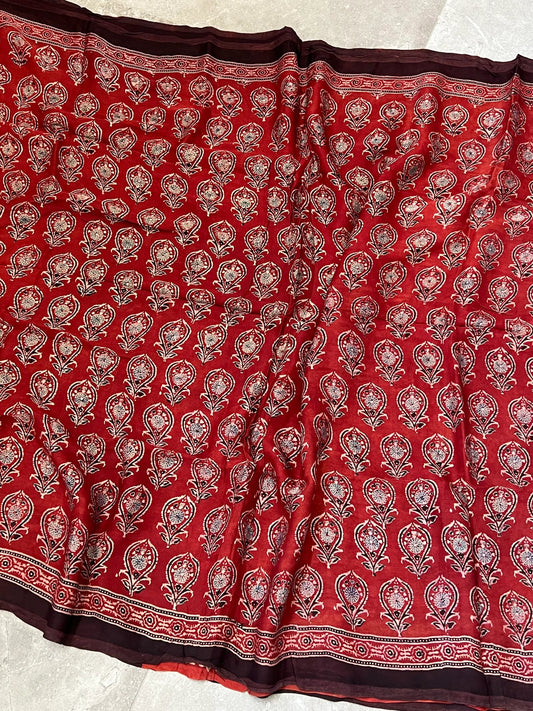 Pure Modal silk with Ajrakh prints – Maroon