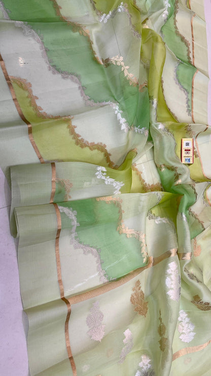 Rangkat Pure Kora Handloom Banarasi Saree