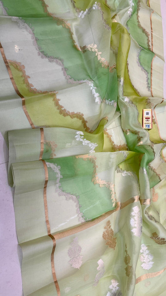 Rangkat Pure Kora Handloom Banarasi Saree