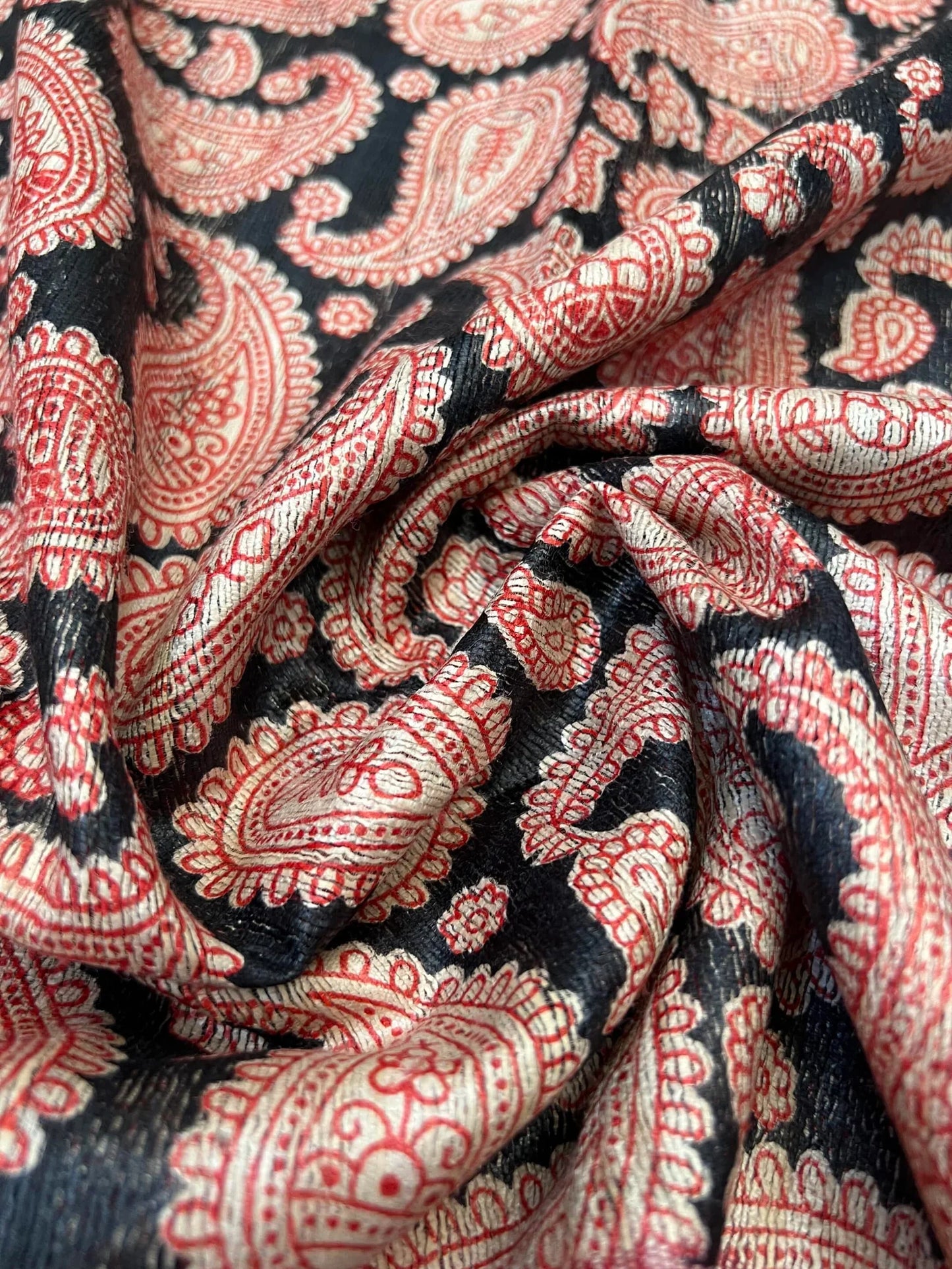 Handloom Giccha silk saree – Ajrakh block prints