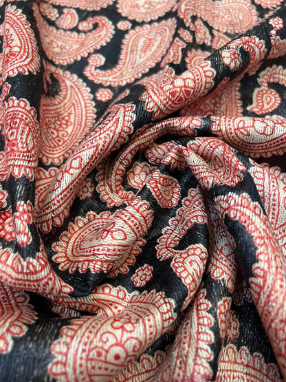 Handloom Giccha silk saree – Ajrakh block prints