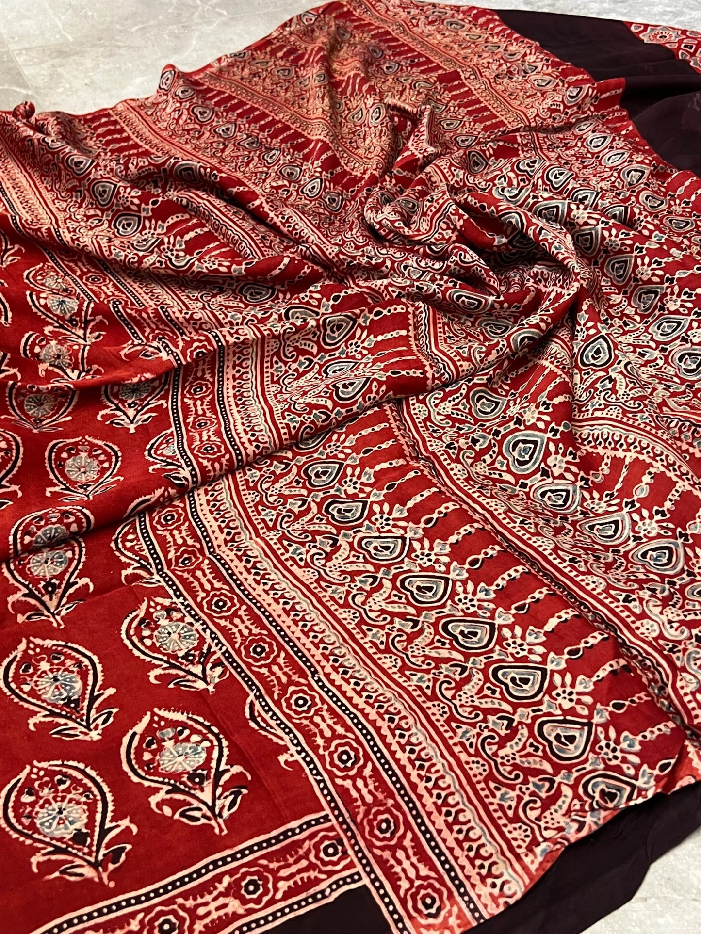 Pure Modal silk with Ajrakh prints – Maroon