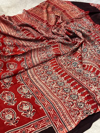Pure Modal silk with Ajrakh prints – Maroon