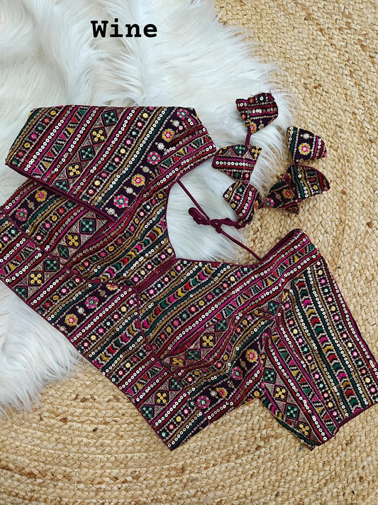 GEORGETTE BEAUTIFUL HANDWORK BLOUSE - Wine