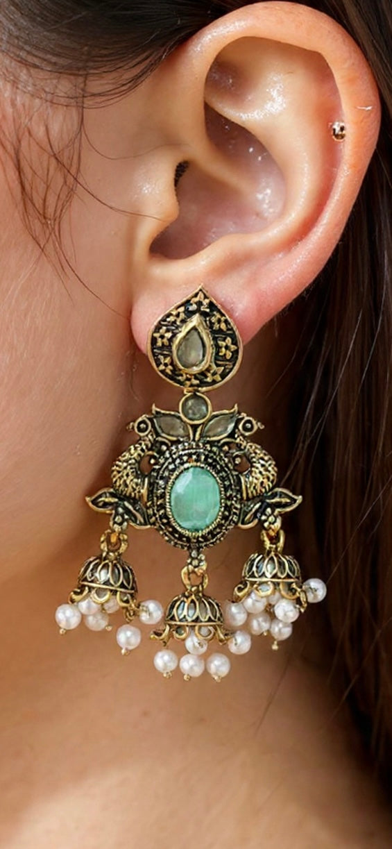 Gorgeous Designer Hangings Set - Mint Green Stone