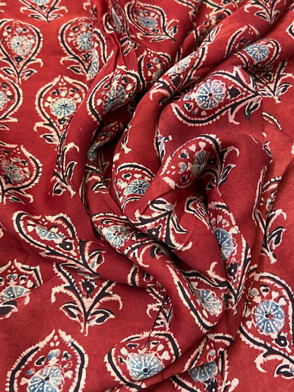 Pure Modal silk with Ajrakh prints – Maroon