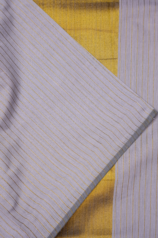 Tissued Silk Cotton Saree - Grey and Gold