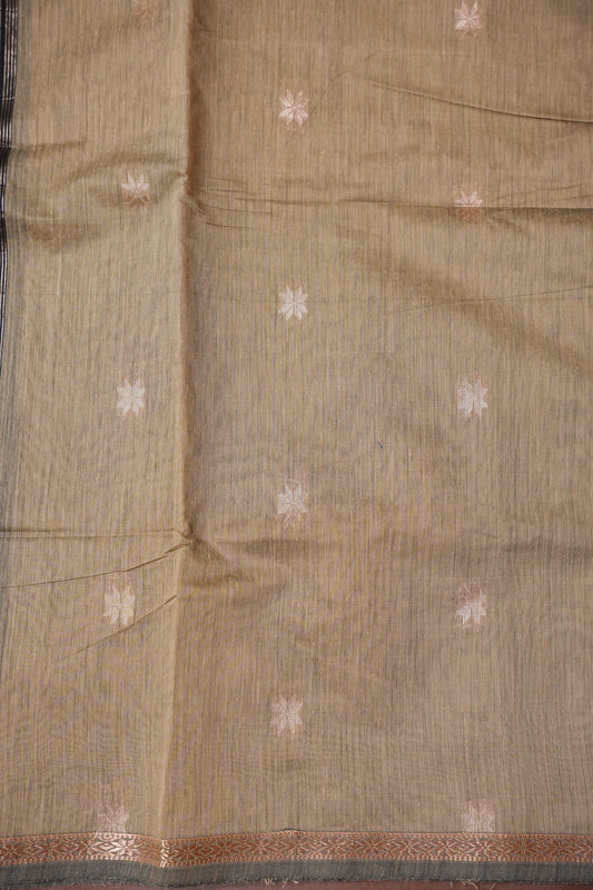 Maheshwari Silk Cotton Saree - Grey and Black