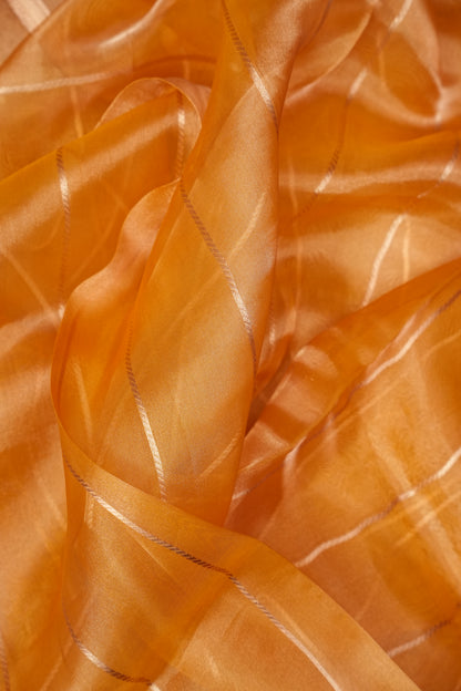 Bronze Orange Tissue Organza Pure Silk Saree