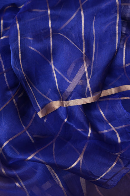 Royal Blue Tissue Organza Pure Silk Saree