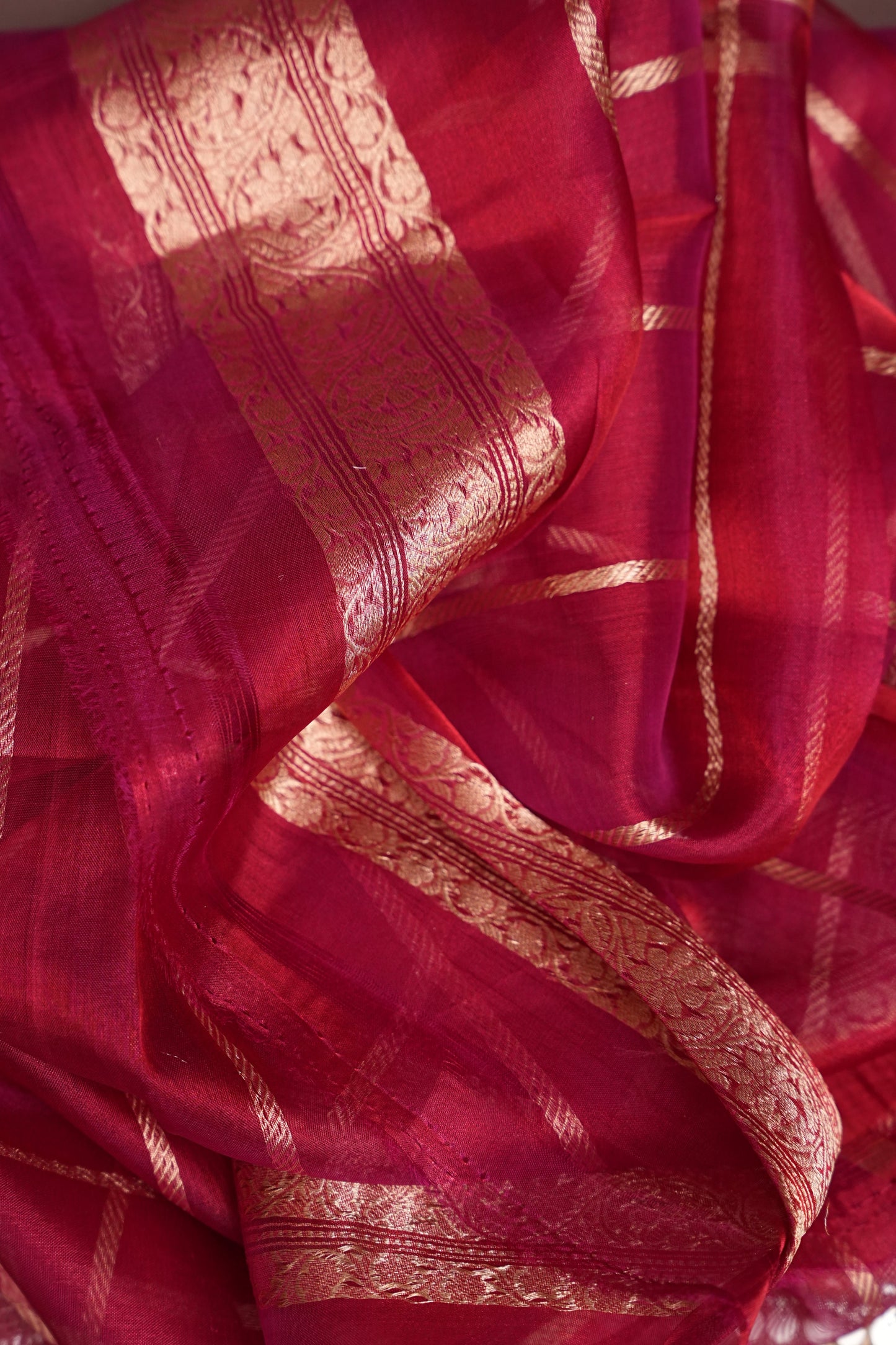 Red Tissue Organza Pure Silk Saree