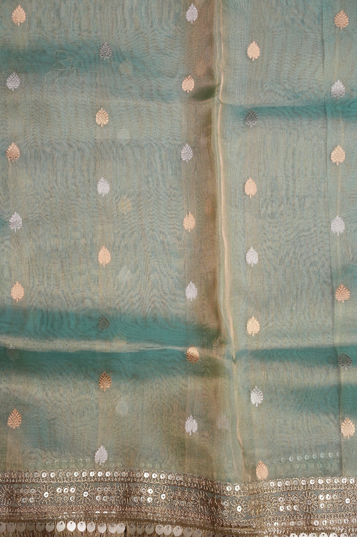 Aqua Blue Tissue Organza Pure Silk Saree