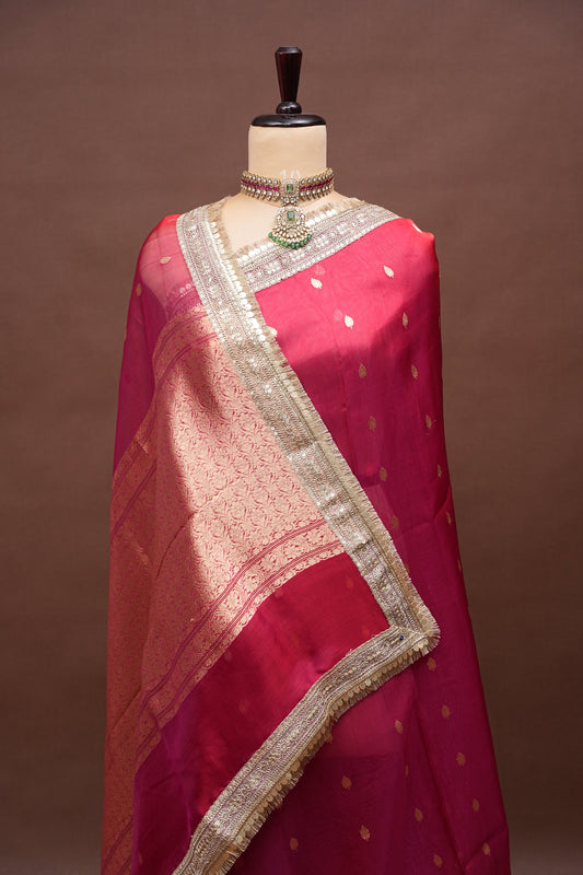 Red Tissue Organza Pure Silk Saree