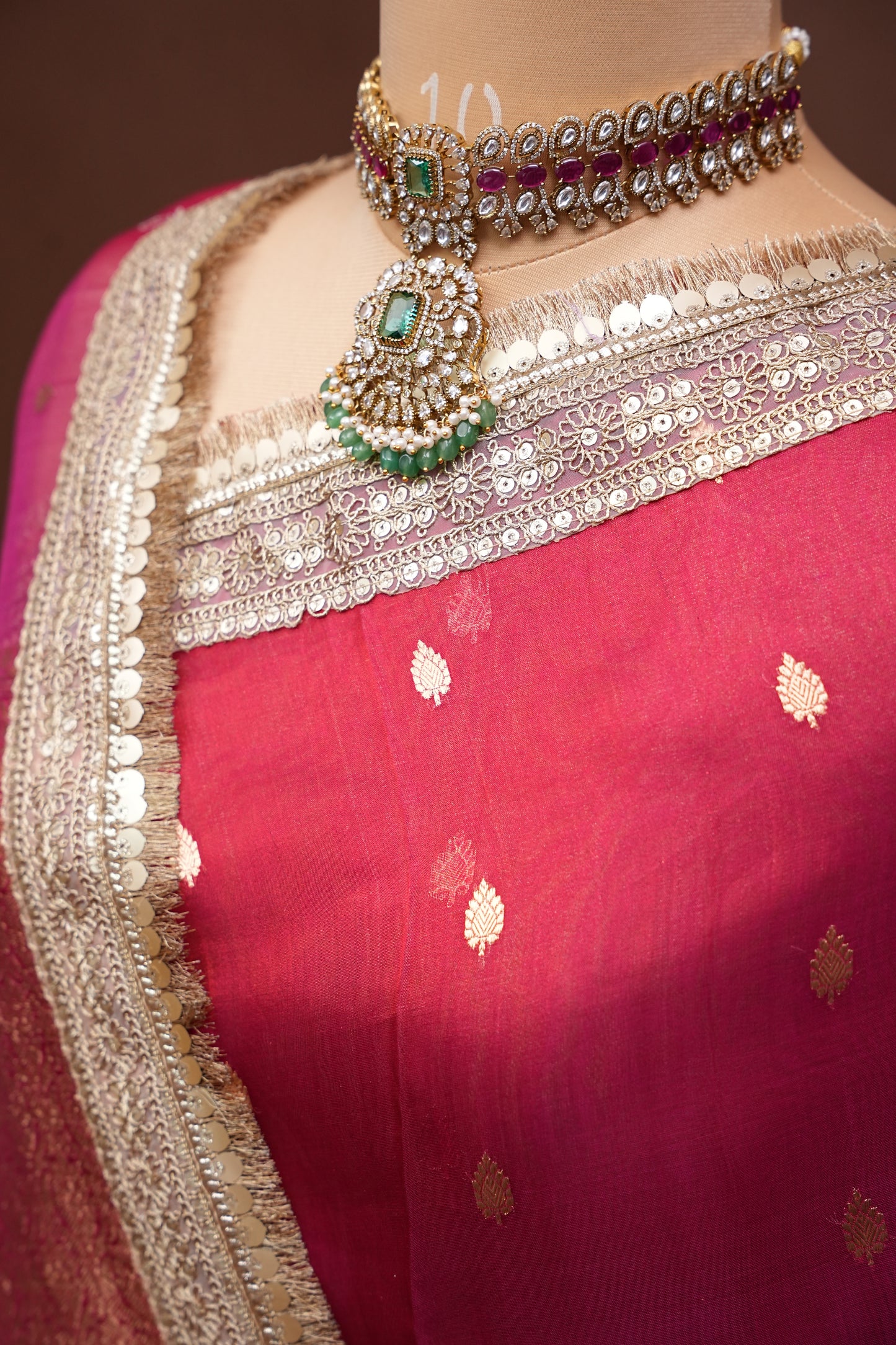 Red Tissue Organza Pure Silk Saree