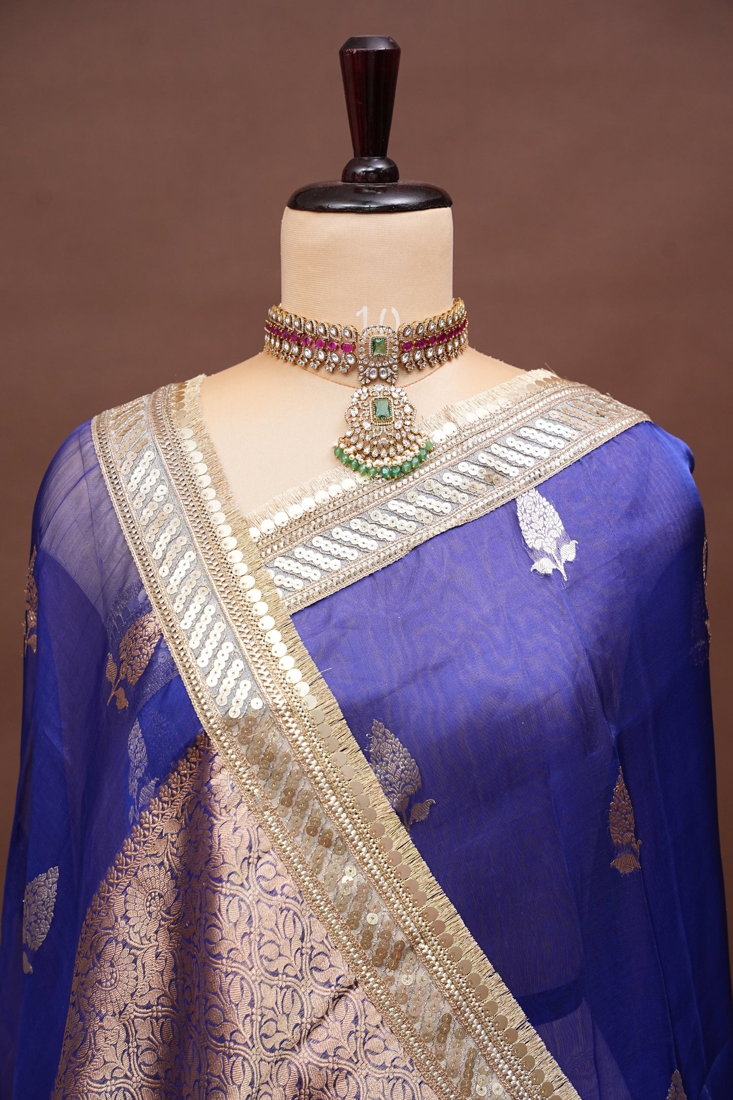 Royal Blue Tissue Organza Pure Silk Saree