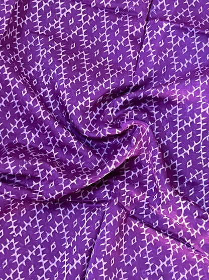 Pure Maheshwari Silk Cotton Saree with Ajrakh prints – Purple