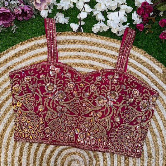 GEORGETTE BEAUTIFUL SLEEVELESS HANDWORK BLOUSE – Pink