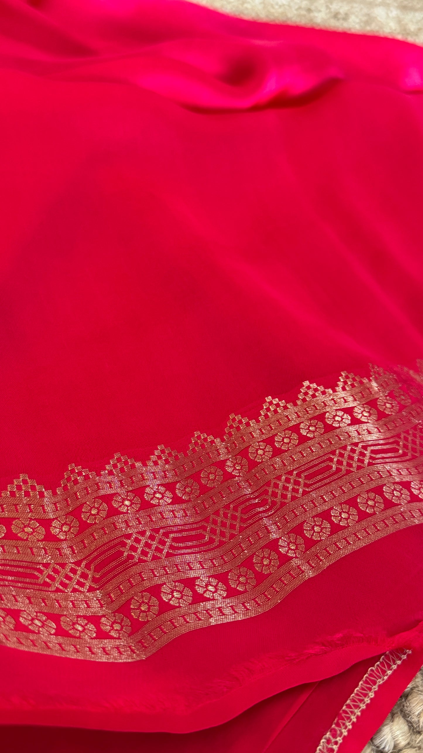 Pure Satin Viscose Silk Banarasi Sarees - Hot Pink