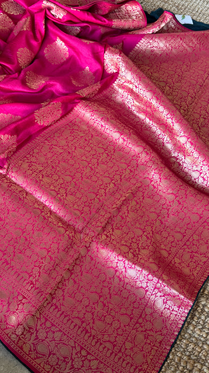 Munga Silk Banarasi Sarees -Hot Pink Elegance