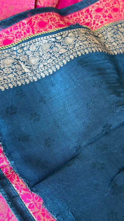 Munga Silk Banarasi Sarees -Hot Pink Elegance