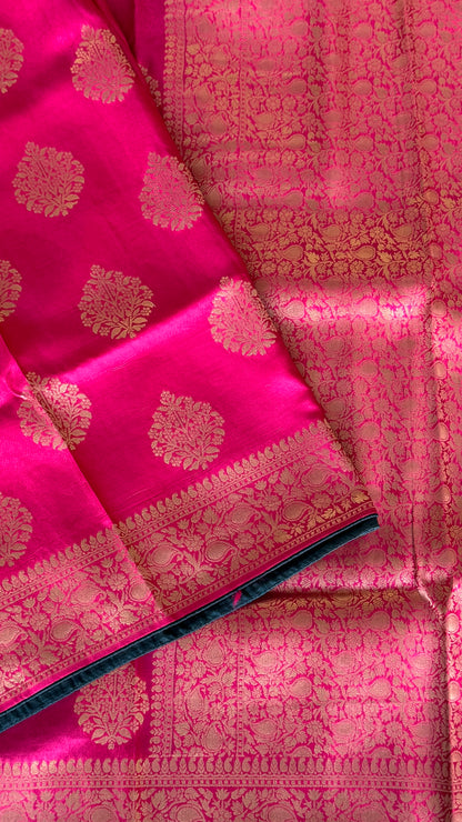 Munga Silk Banarasi Sarees -Hot Pink Elegance