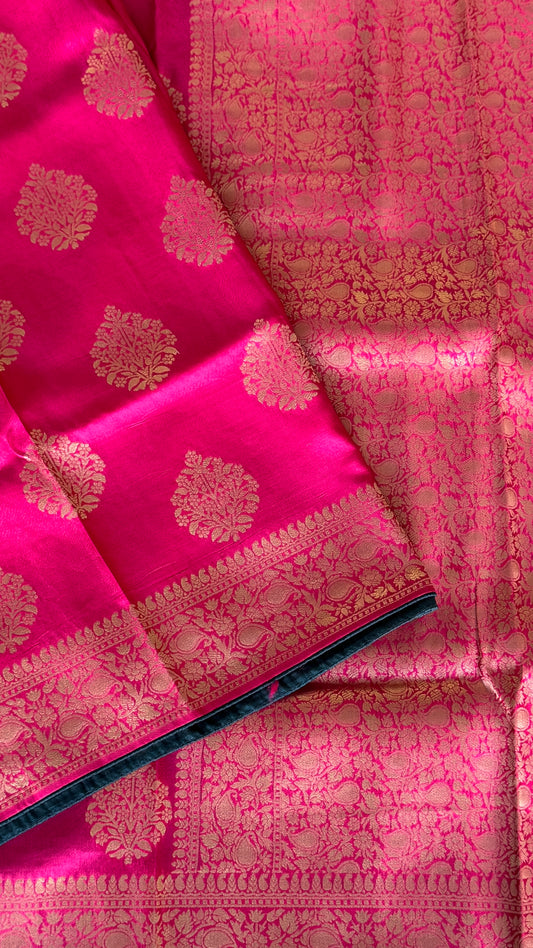 Munga Silk Banarasi Sarees -Hot Pink Elegance