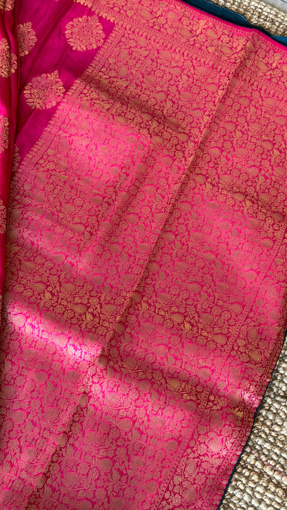 Munga Silk Banarasi Sarees -Hot Pink Elegance