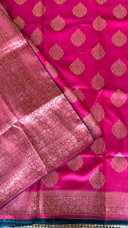 Munga Silk Banarasi Sarees -Hot Pink Elegance
