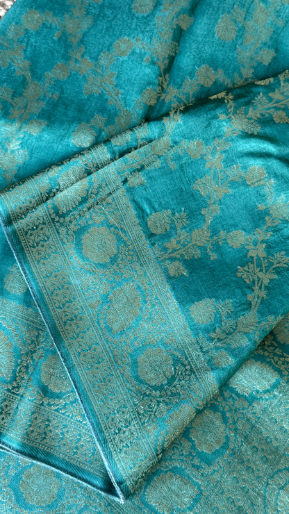 Munga Silk Banarasi Sarees - Subtle Aqua Blue Elegance