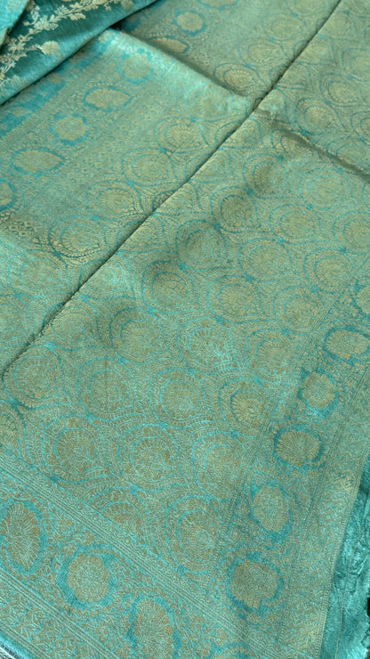 Munga Silk Banarasi Sarees - Subtle Aqua Blue Elegance