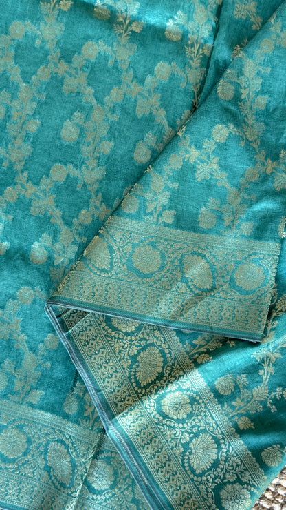 Munga Silk Banarasi Sarees - Subtle Aqua Blue Elegance