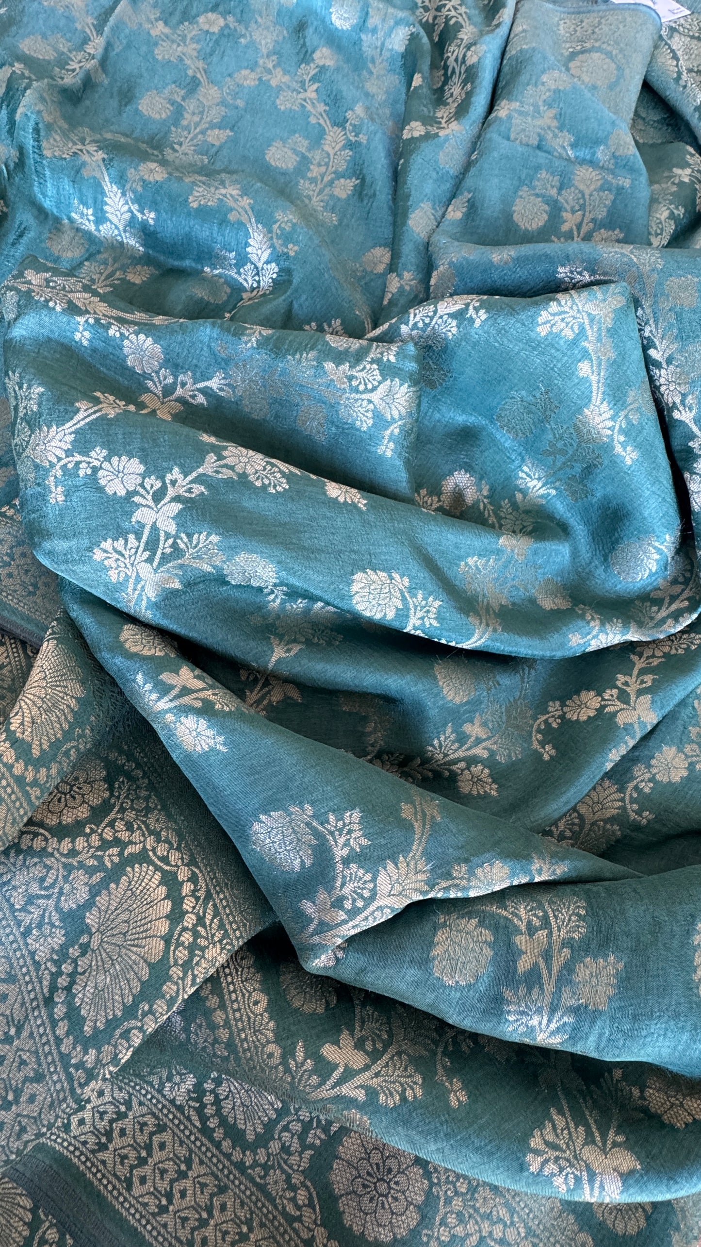 Munga Silk Banarasi Sarees - Subtle Aqua Blue Elegance