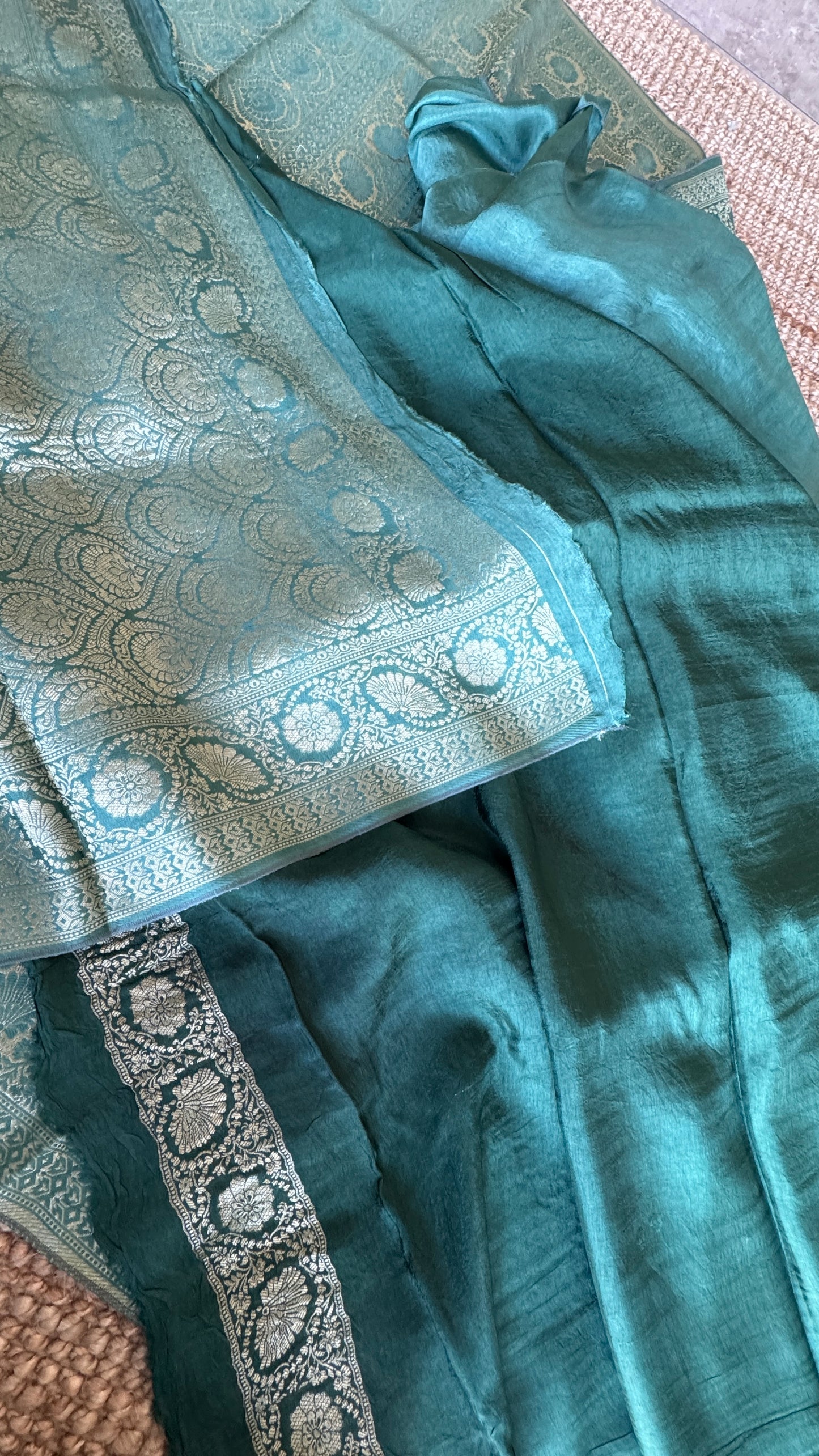 Munga Silk Banarasi Sarees - Subtle Aqua Blue Elegance