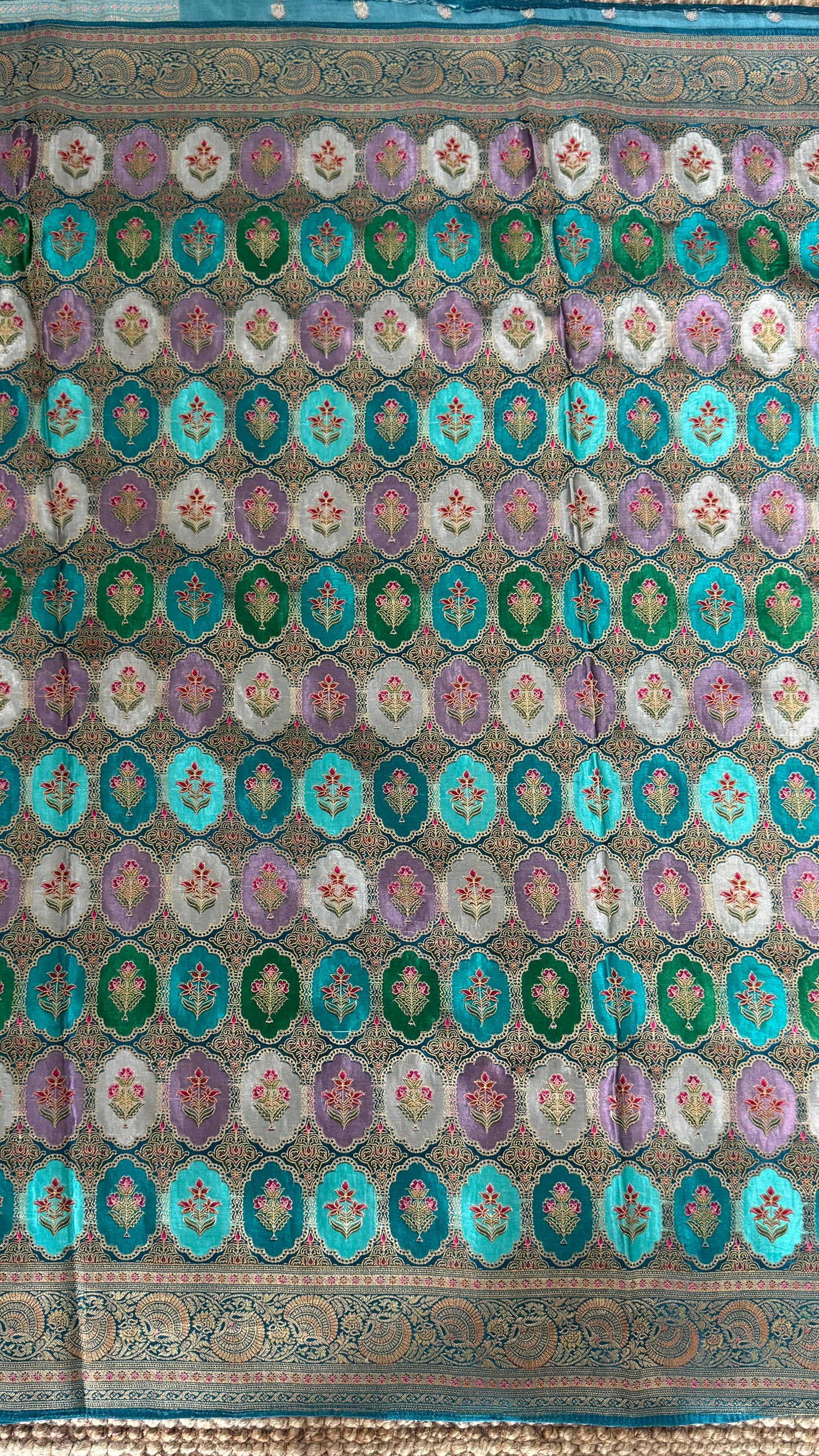 Pure Mashru Satin Silk Banarasi Saree – Kanchi Australia’s Exclusive – Teal