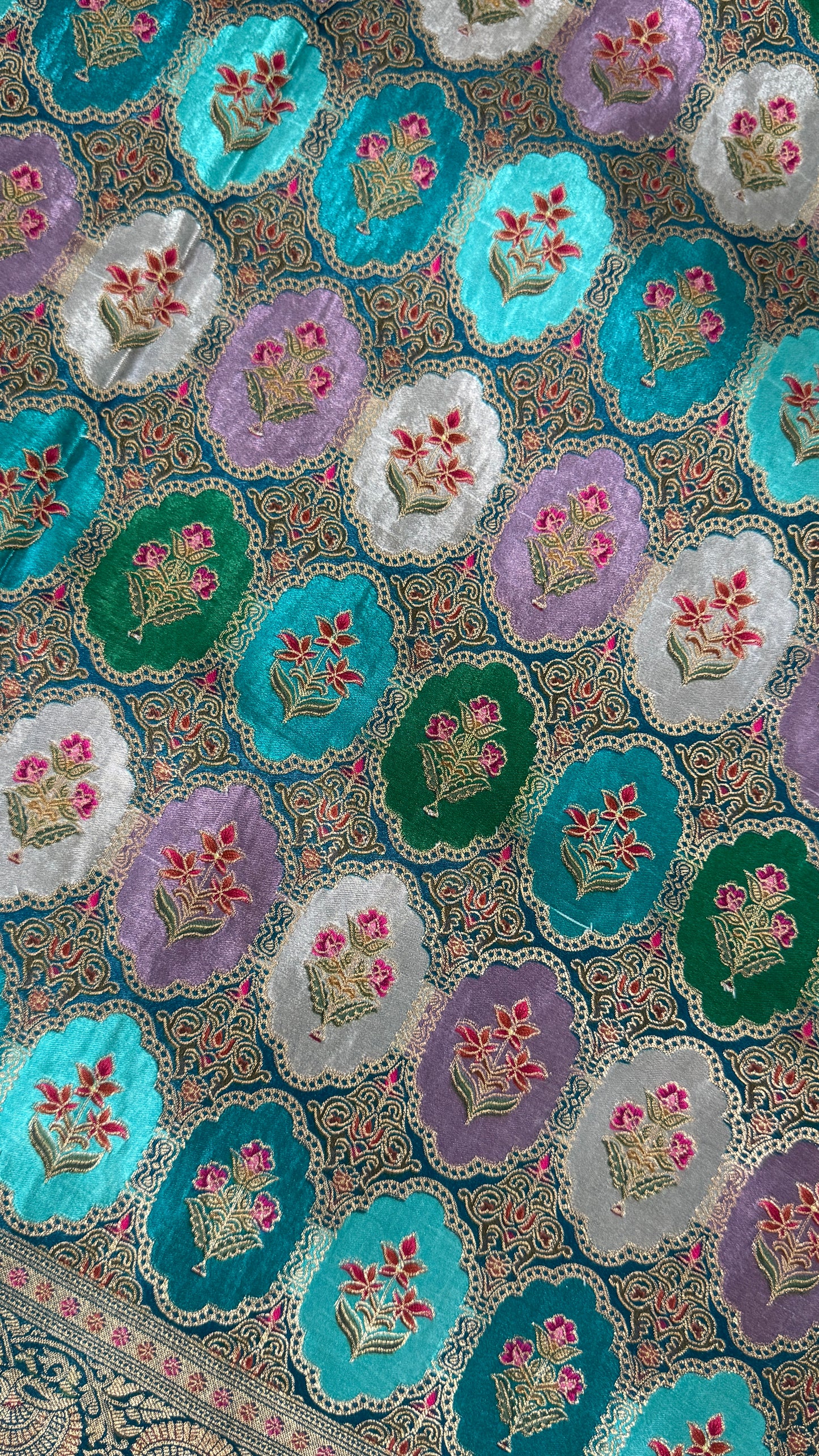 Pure Mashru Satin Silk Banarasi Saree – Kanchi Australia’s Exclusive – Teal