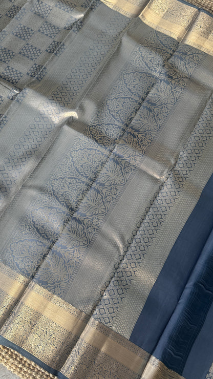 Pure Kanchivaram Silk Saree – Grey