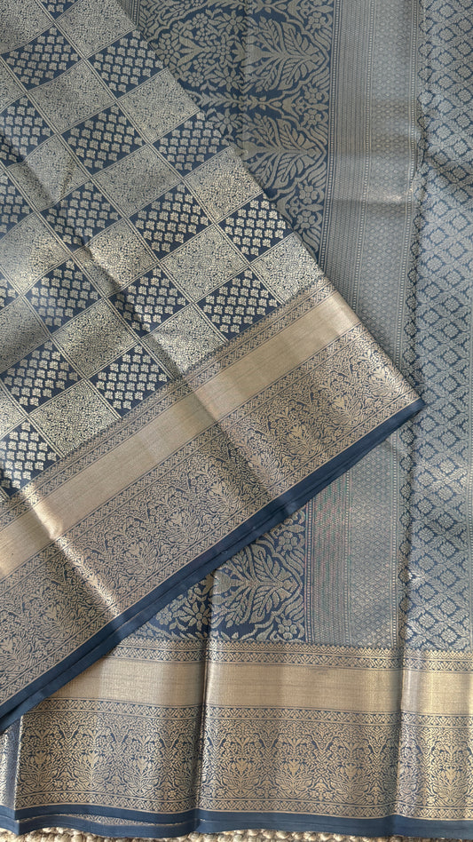 Pure Kanchivaram Silk Saree – Grey