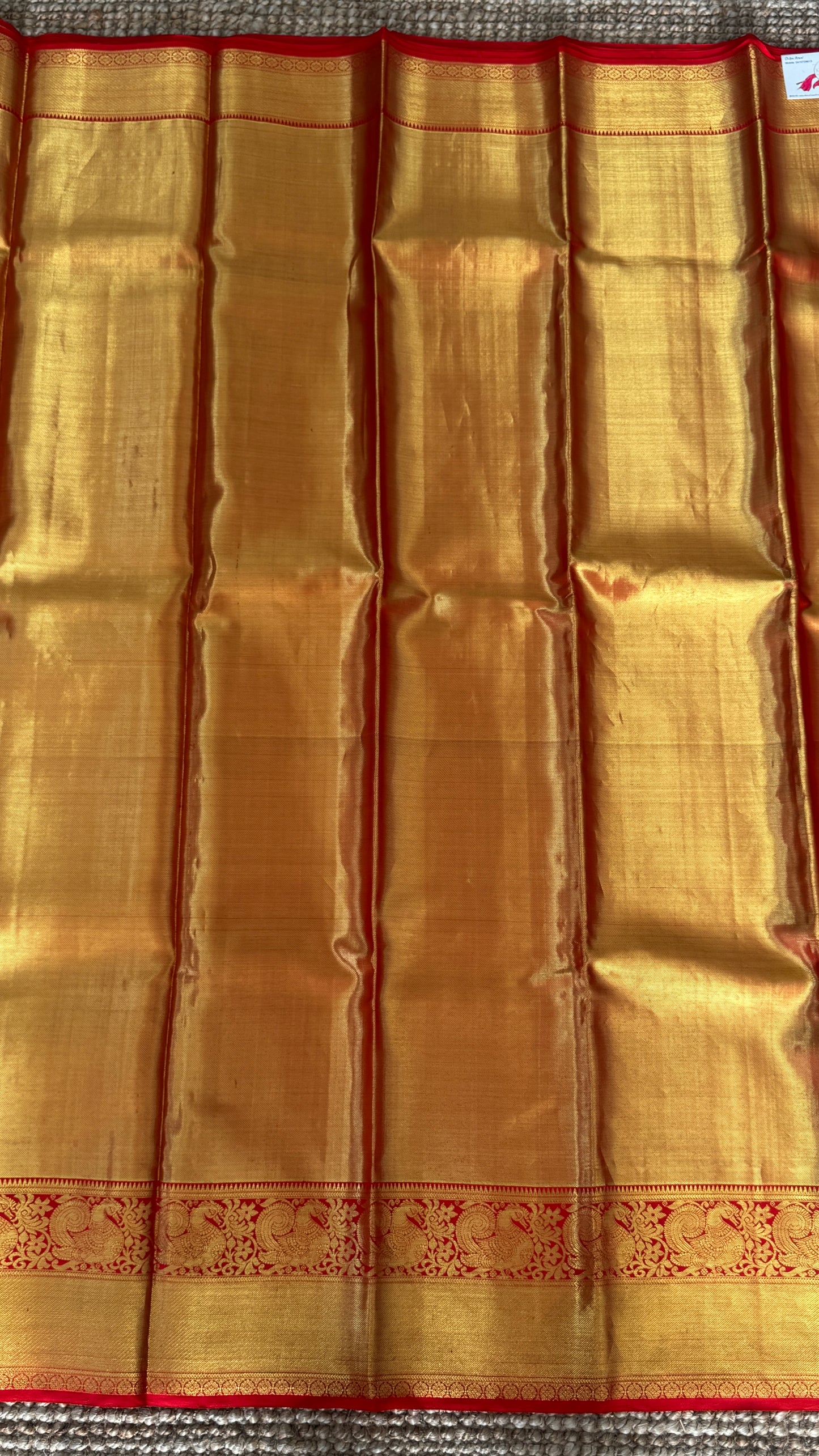 Pure Handloom Tissue Kanchivaram Silk Saree – Gold and Red Bridal Saree