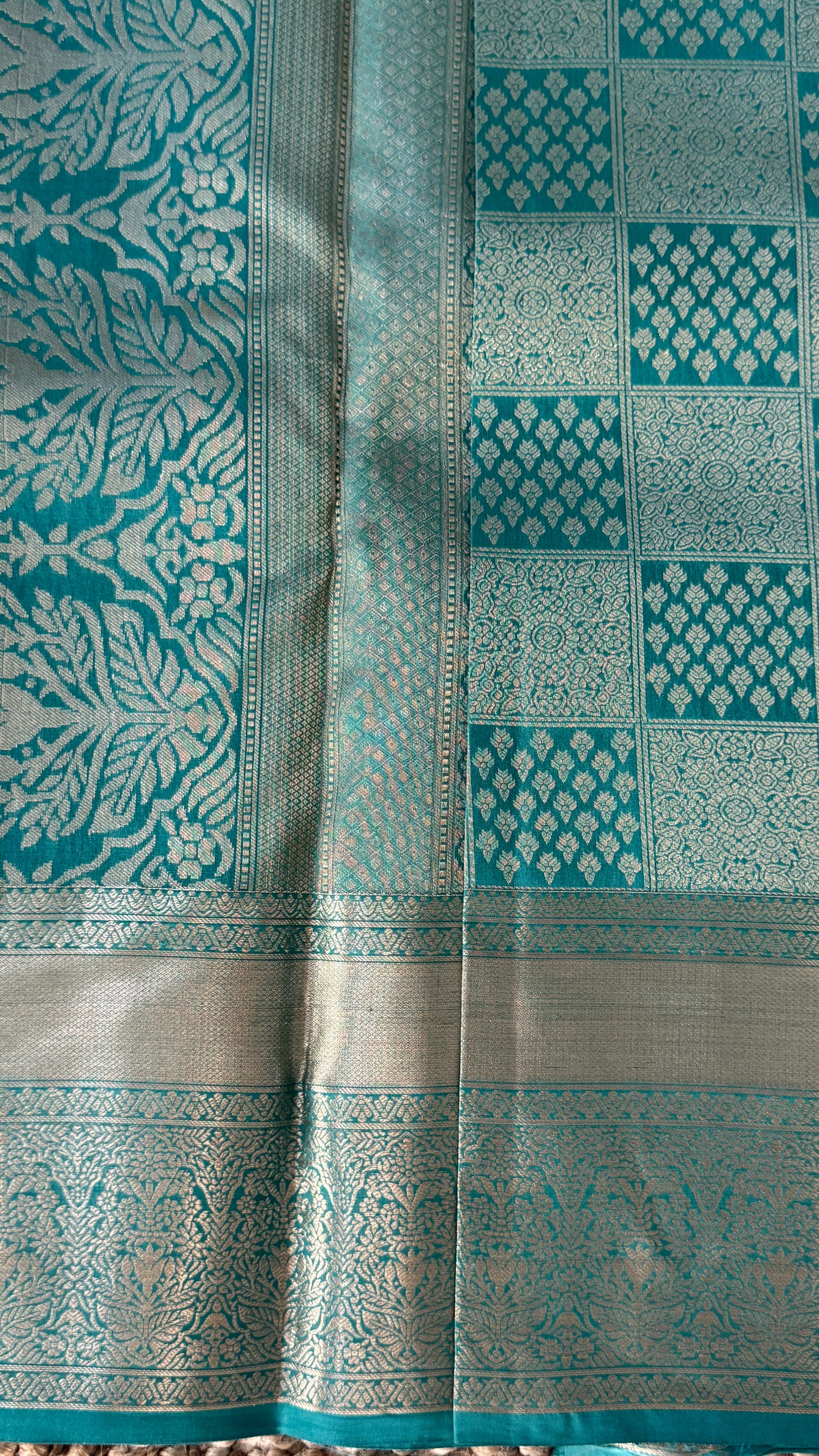 Pure Kanchivaram Silk Saree – Aqua Blue