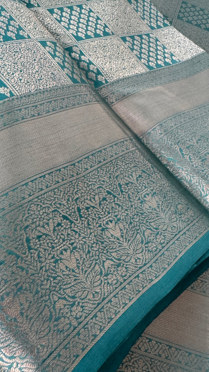 Pure Kanchivaram Silk Saree – Aqua Blue