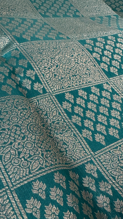 Pure Kanchivaram Silk Saree – Aqua Blue