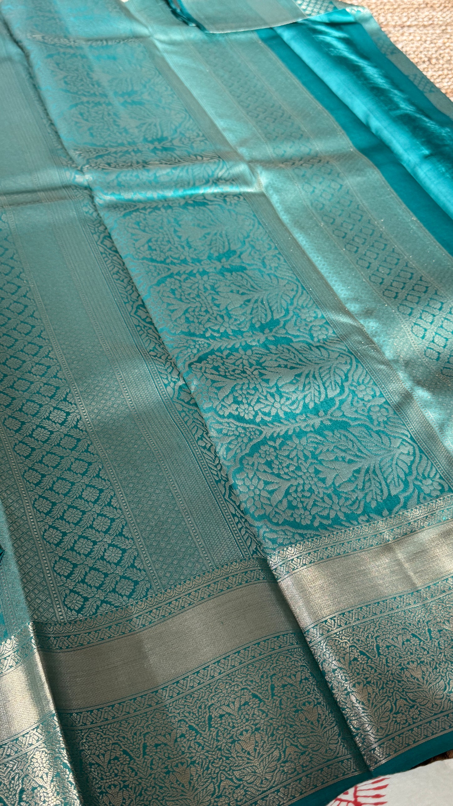 Pure Kanchivaram Silk Saree – Aqua Blue