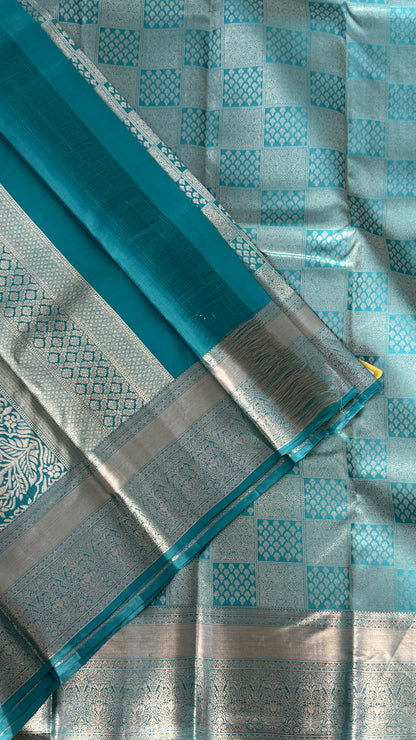 Pure Kanchivaram Silk Saree – Aqua Blue